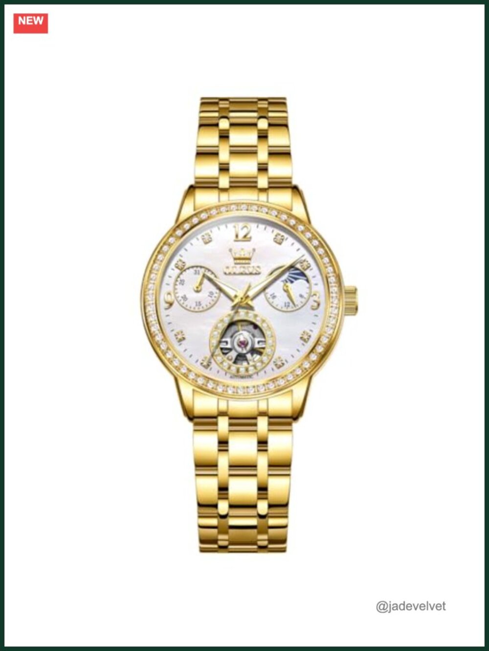 Automatic Mechanical Watch Diamond Bezel Stainless Steel